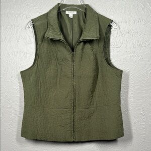 Dressbarn Olive Green Quilted Vest Women's Size XL